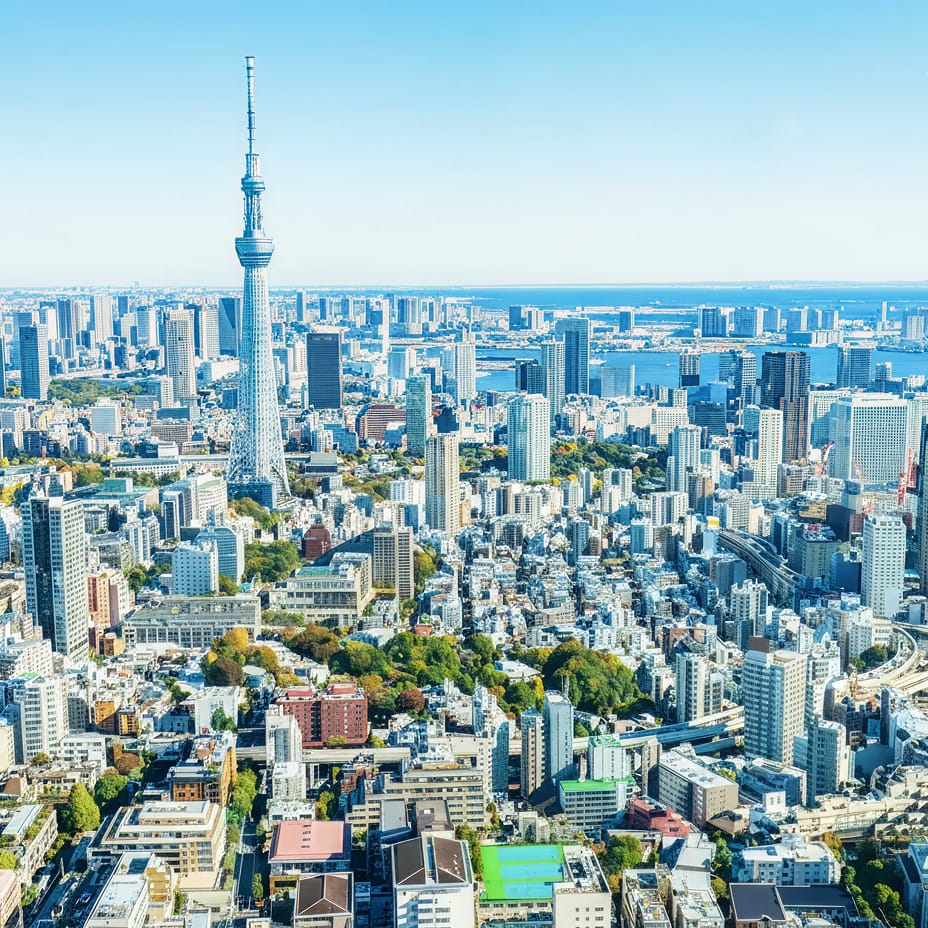 東京のビジネス街の俯瞰写真